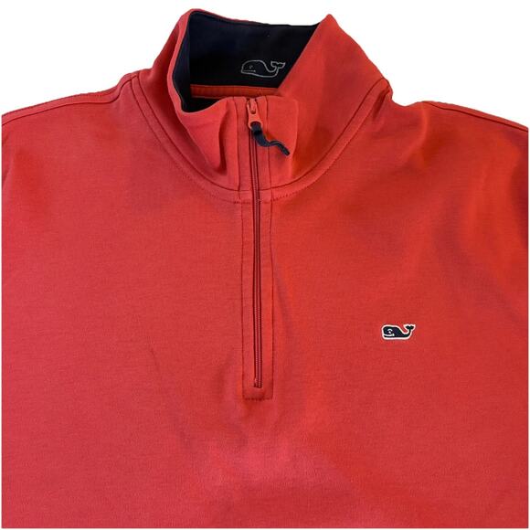 Vineyard Vines Sweatshirt Men’s Jersey 1/4 Zip Pullover Cotton Dark Pink Large - Picture 4 of 12